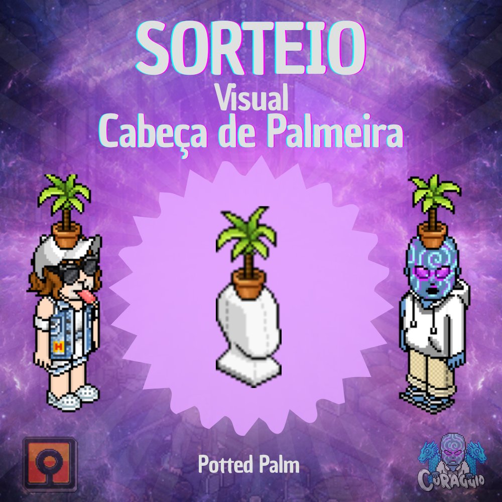 🌴SORTEIO VISUAL CABEÇA DE PALMEIRA🌴

Requisitos: 
1️⃣ Seguir <a href="/CoraggioHabbo/">Coraggio</a>;
2️⃣ Dar RT e FAV neste Tweet;
3️⃣ Marcar 3 amigos.

🌎: O item é NFT, então todas as comunidades do Habbo podem participar.

🏆: 1 Vencedor

⚠ Fim 23/07 #Habbo