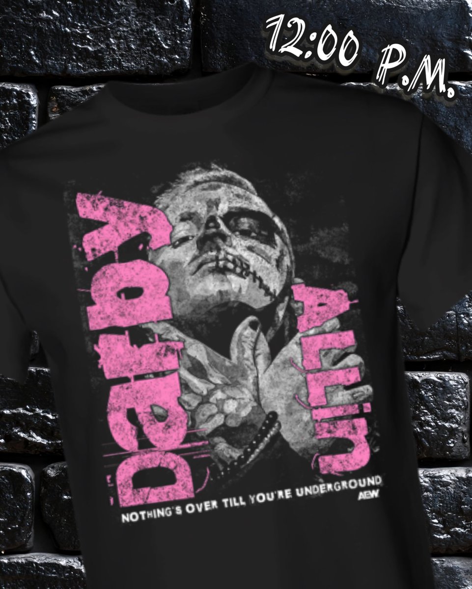 PWTees's tweet image. This is Coffin Dropping NOW ⚰️ OHT x @ShopAEW @DarbyAllin collab shirt. UP FOR ONE HOUR ONLY! Darby’s other merch is ON SALE for 25% off during the hour. Available for 1 Hour. Prints in 1 Hour. Ships in 1 Hour 🔗 Link Below
pwtees.co/3TM3Xty