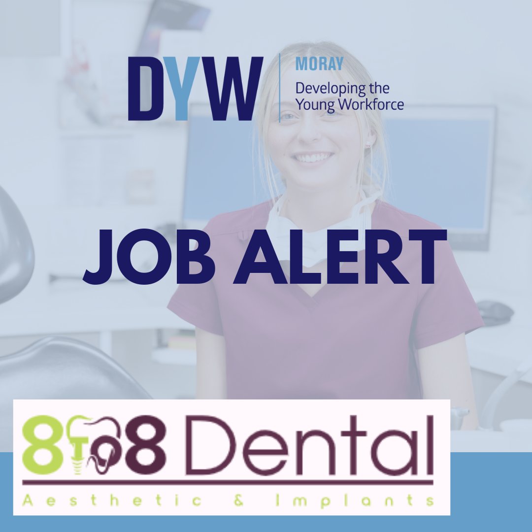 DYWMoray's tweet image. 🦷 JOB OPPORTUNITY🦷
8to8Dental Buckie are looking to recruit a Trainee Dental Nurse to join the team in Buckie!
📆 Apply by 31st July 2025 at dywmoray.co.uk/jobs/