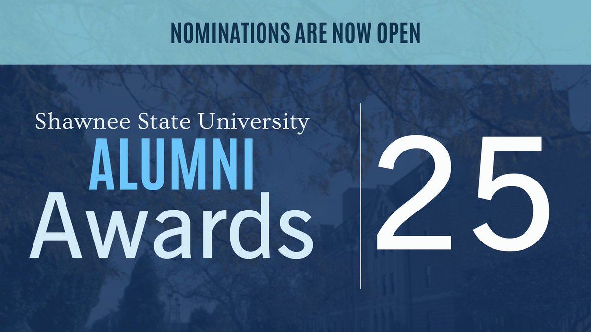 Nominations are open for this year's Alumni Awards! 🎓🏆

Recognize an alumnus making a difference in their careers and their communities – nominate them online: shawneestatealumni.com/2025-alumni-aw…