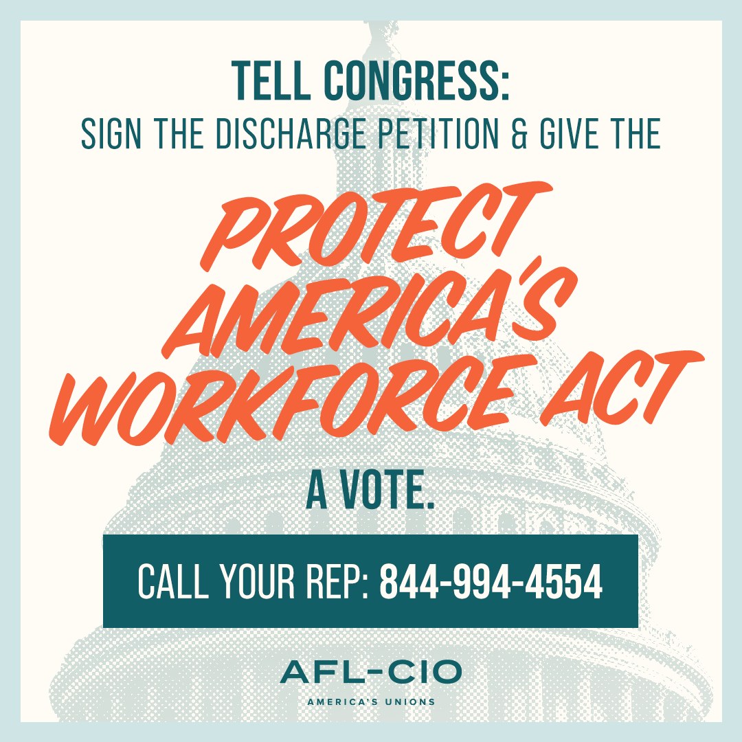 boilermakernews's tweet image. We have the votes to restore federal workers’ union rights. The American people and a majority of the members of Congress have signed on to this bill. Click this link and call NOW to get this across the finish line.
ow.ly/E60X50WrVkK