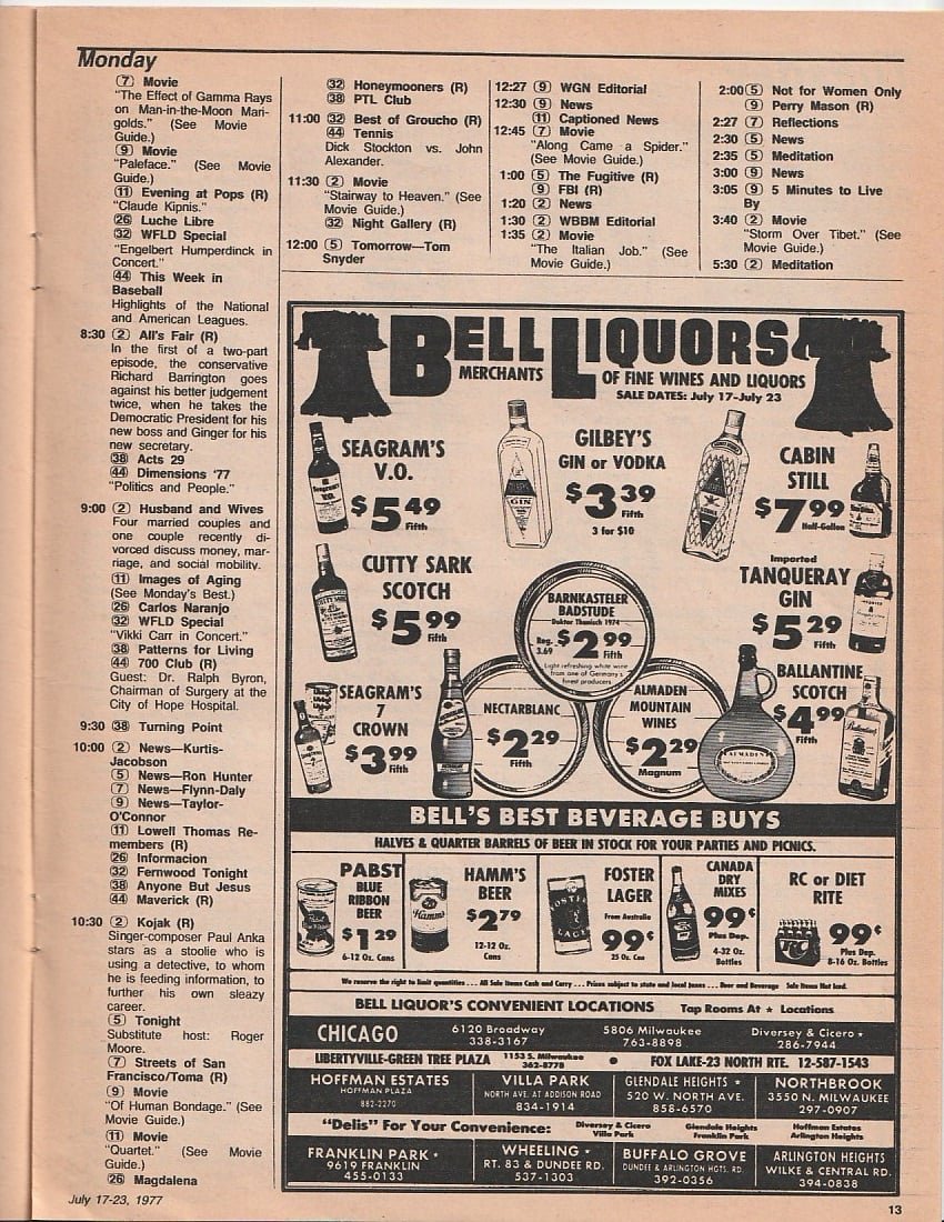 ChicagoTVGuides's tweet image. #OTD in 1977
Celebrity Sweepstakes, Jeffersons, The Four of Us, Little House on the Prairie, Shields and Yarnell, Maude, "The Hunchback of Notre Dame", All's Fair, Husbands and Wives, more...
Chicago Tribune TV Week. July 18, 1977