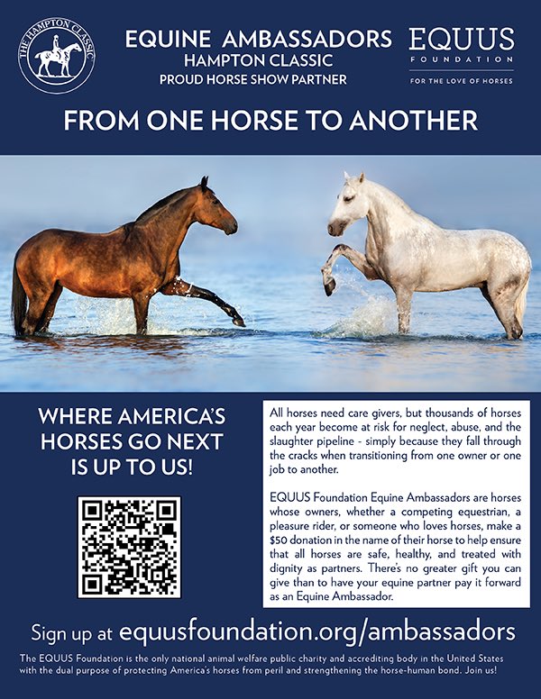 How can horses help horses? They can! Sign your horse up as an @equusfoundation Equine Ambassador to help America’s at-risk horses and help us honor ALL horses who deserve to live their best lives too. Details: equusfoundation.org/ambassadors