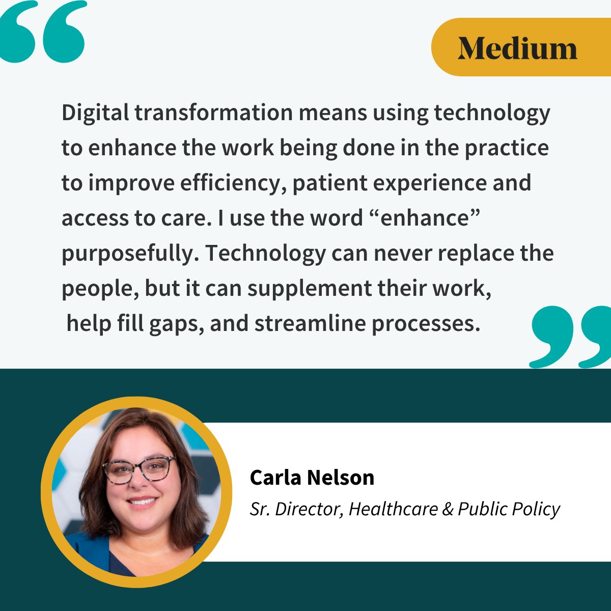 itsfindhelp's tweet image. Digital tools are essential for breaking healthcare silos. @Medium&apos;s @AuthorityMgzine interviewed our team member Carla about #DigitalTransformation in healthcare—what it looks like, the obstacles that exist, and the potential ROI. 

📰 Carla&apos;s insights ▶ hubs.li/Q03xTddl0
