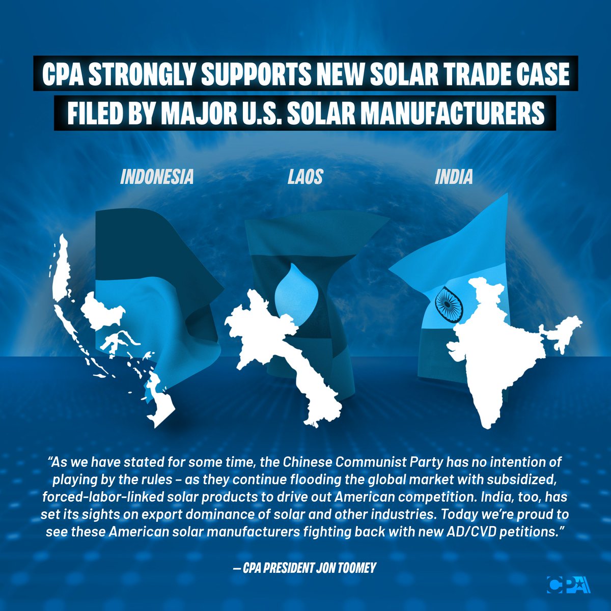 cpa_tradereform's tweet image. It's imperative the US own the solar supply chain here at home as solar continues to be a vital source of electric power generation. It’s clear a global protective solution is needed to reshore & support the full value domestic manufacturing supply chain.
tinyurl.com/96d9bsfe