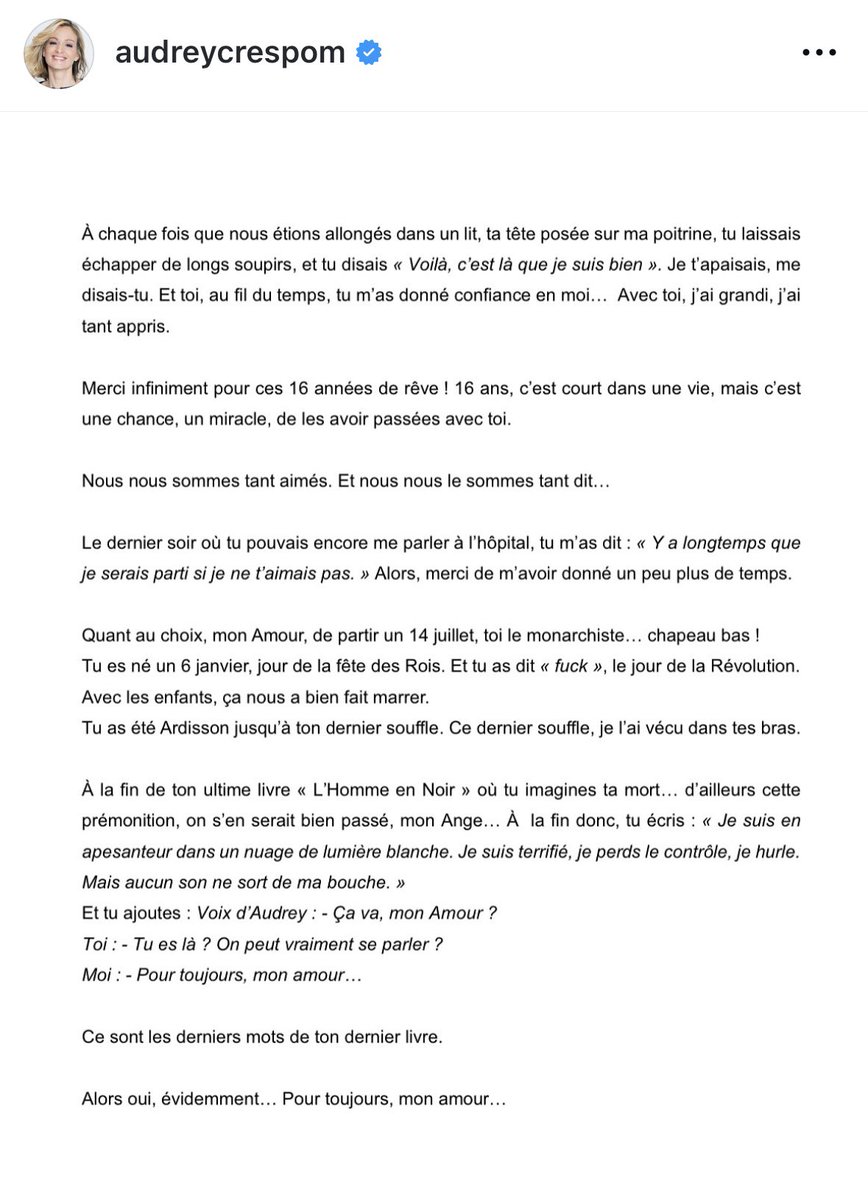 Nicolas Malaboeuf (@nmalaboeuf) on Twitter photo 💔 L’hommage d’<a href="/audrey_crespo/">Audrey Crespo-Mara</a> à son mari Thierry Ardisson lors des obsèques (Instagram) 💔 L’hommage d’<a href="/audrey_crespo/">Audrey Crespo-Mara</a> à son mari Thierry Ardisson lors des obsèques (Instagram)