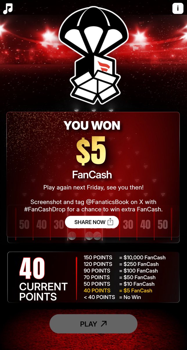 Play the #FanCashDrop today and join the #promotion

1st ever win! Thank you ⁦<a href="/FanaticsBook/">The Home of FAIR PLAY™</a>⁩  fanatics.onelink.me/5kut/p6fykbjo