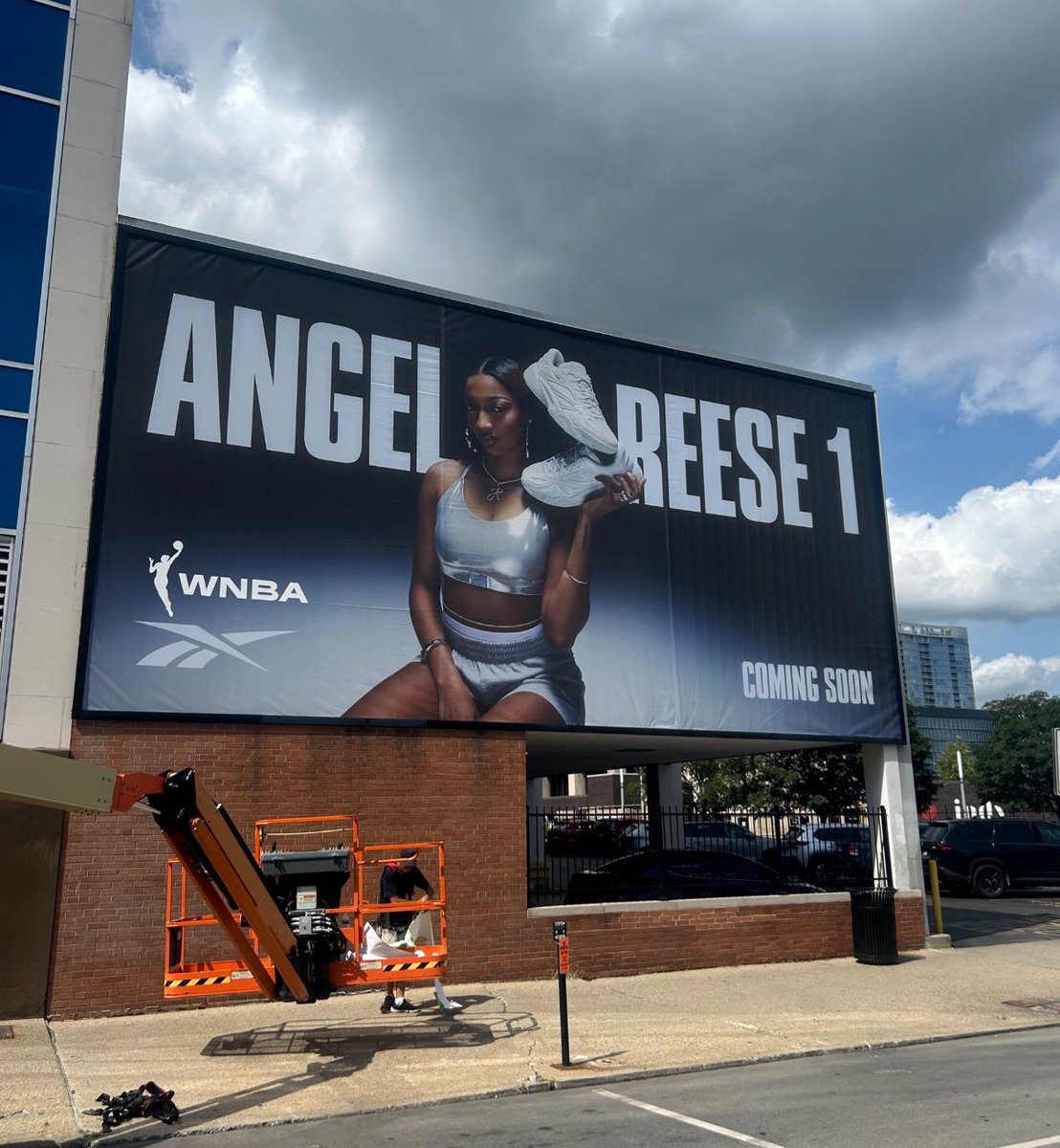 bucketyard's tweet photo. Angel Reese Reebok billboard in Indianapolis🔥 https://t.co/kkEdGi2QIu