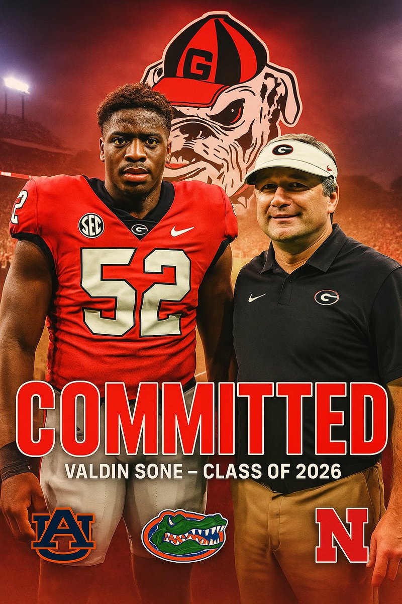 Chase (@chase_myers66) on Twitter photo 4-star defensive lineman Valdin Sone has committed to <a href="/KirbySmartUGA/">Coach Kirby Smart</a> and the Georgia Bulldogs. Sone, a standout player for The Blue Ridge School in Virginia, chose Georgia over Florida, Nebraska, and Auburn. Go Dawgs!
<a href="/hatfieldsports/">Matthew Hatfield</a> <a href="/VaPrepsRivals/">Virginia Preps</a> <a href="/Sone_Valdin52/">Valdin ”Vee” Sone 4⭐️</a> 4-star defensive lineman Valdin Sone has committed to <a href="/KirbySmartUGA/">Coach Kirby Smart</a> and the Georgia Bulldogs. Sone, a standout player for The Blue Ridge School in Virginia, chose Georgia over Florida, Nebraska, and Auburn. Go Dawgs!
<a href="/hatfieldsports/">Matthew Hatfield</a> <a href="/VaPrepsRivals/">Virginia Preps</a> <a href="/Sone_Valdin52/">Valdin ”Vee” Sone 4⭐️</a>
