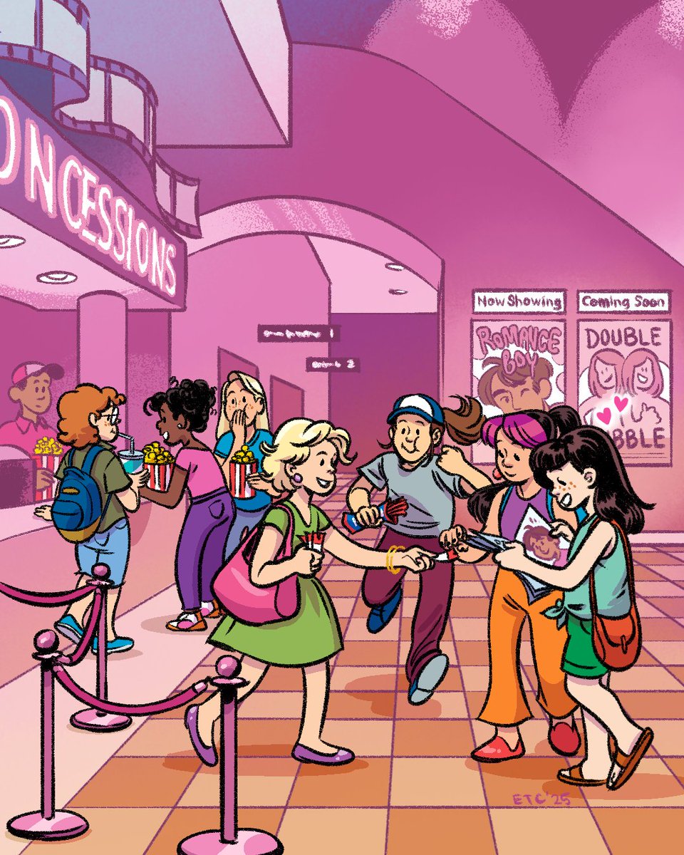 GraphixBooks's tweet image. Squad goals, snacks, and cinema captured perfectly by The Baby-sitters Club adapter Ellen T. Crenshaw 🎥