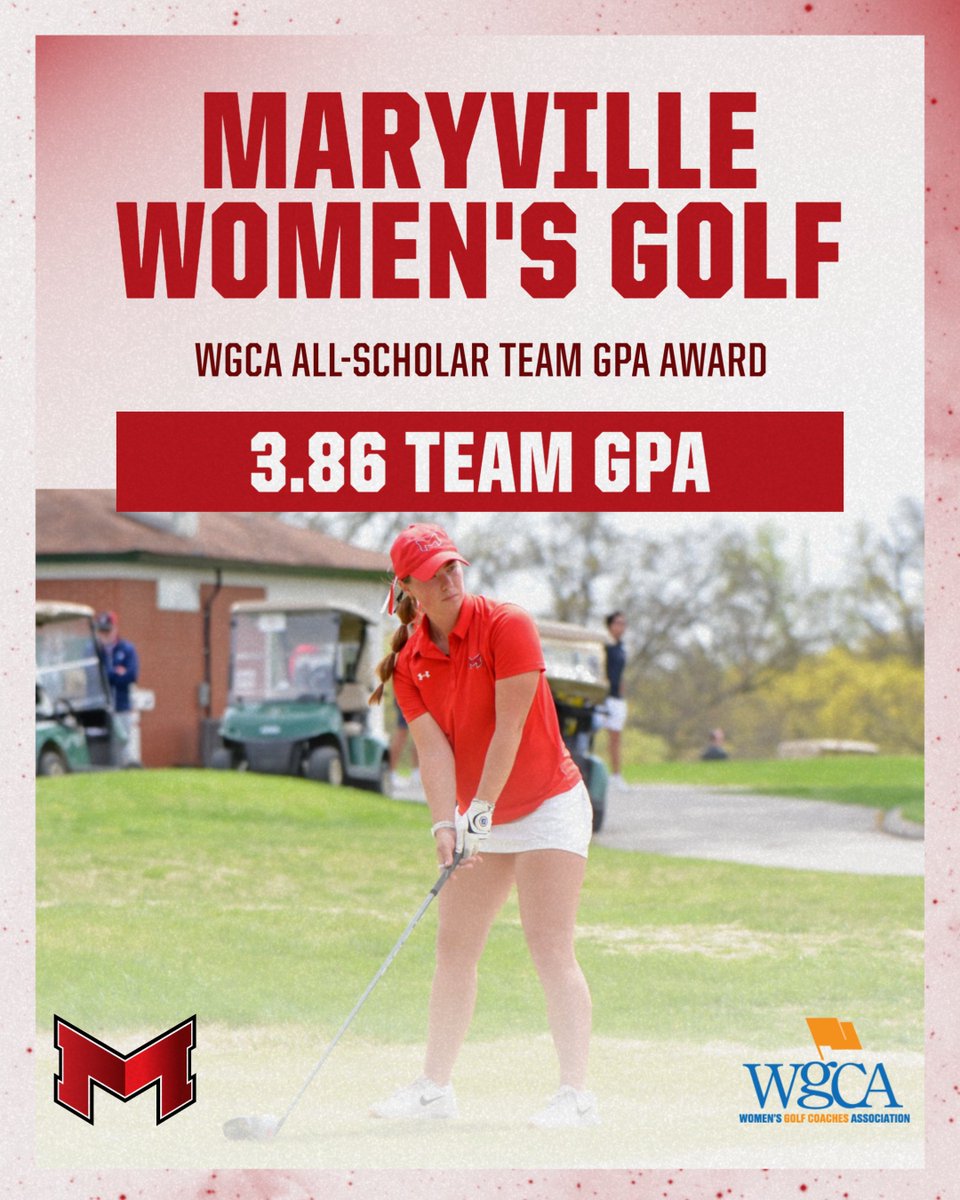 Scholar Saints! 📚⛳

The Maryville women’s golf squad picked up the WGCA All-Scholar Team GPA Award for 2024-25. The Saints tied for sixth in the nation with a 3.86 team grade point average! 😤

#BigRedM 

🔗tinyurl.com/mpcj8r2z