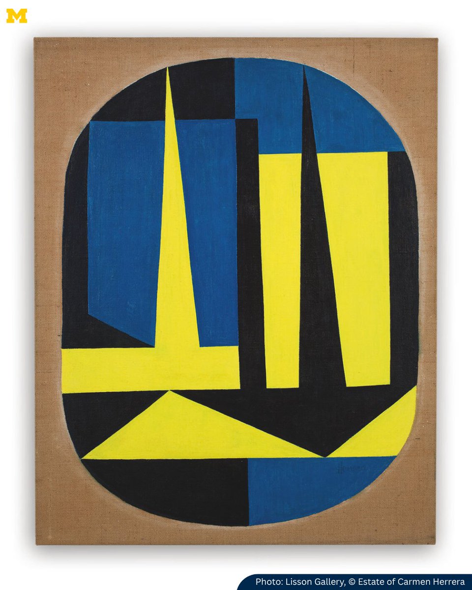 UMich's tweet image. “Both Sides of the Line: Carmen Herrera & Leon Polk Smith,” an exhibition that will put the work of two of the 20th century’s most visionary abstract artists side-by-side for the first time, will be coming to the U-M Museum of Art next month. Learn more: myumi.ch/61pZ2