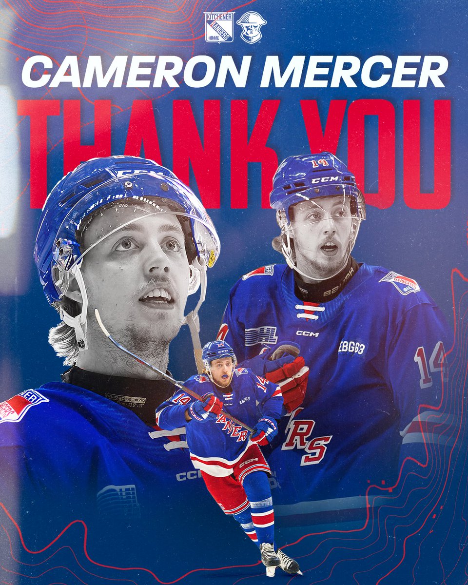 OHLRangers's tweet image. We want to extend a heartfelt thank you to Cameron Mercer for everything he’s brought to the team and our community. Four memorable seasons, leaving everything he had on the ice each and every night. An inspirational figure in the community always trying to go above and beyond.…