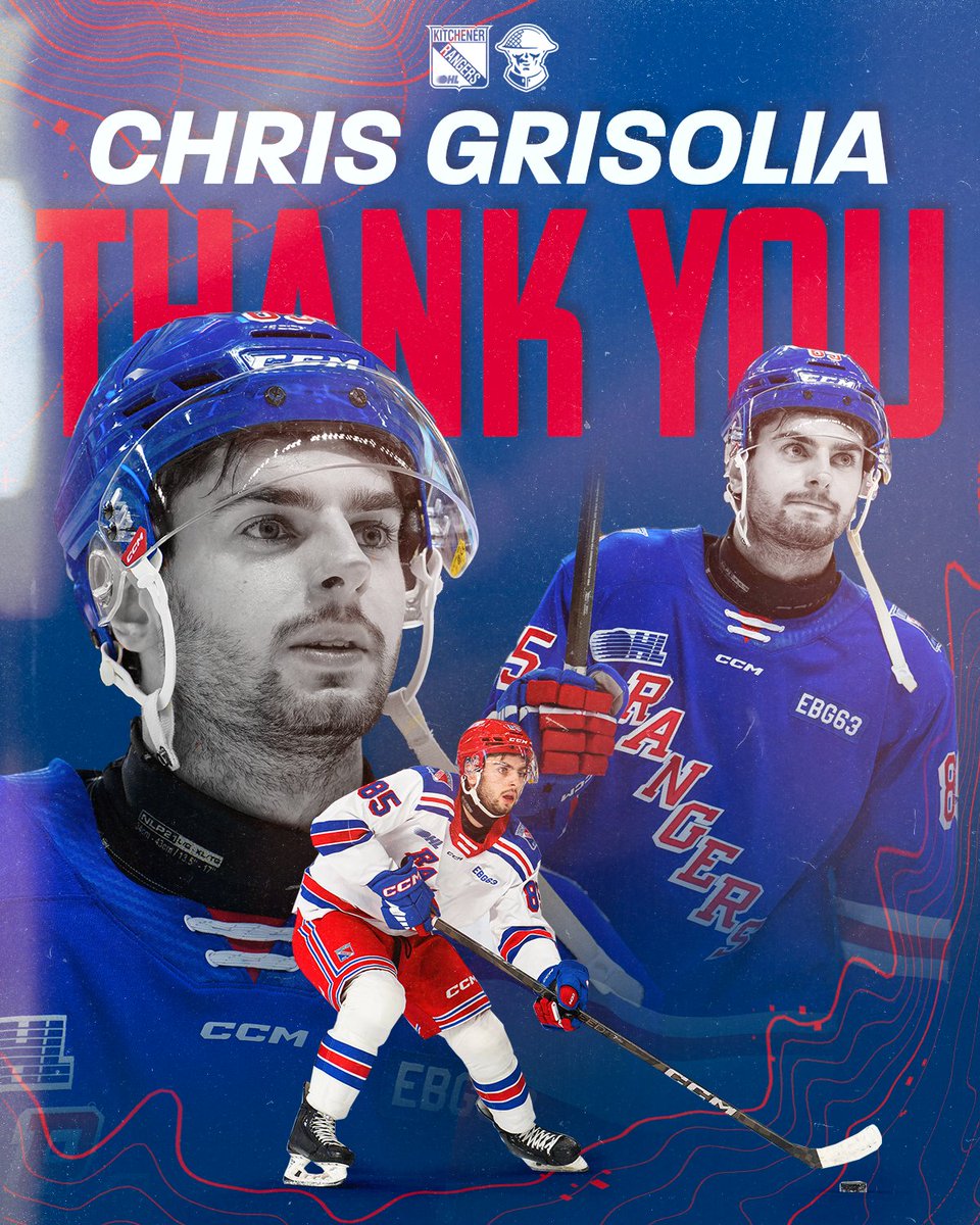 OHLRangers's tweet image. We want to extend a heartfelt thank you to Chris Grisolia for everything he’s brought to the team and our community this past season. He made an instant impact on the ice and in the locker room the moment he join the team. He embraced the importance of the community and was…