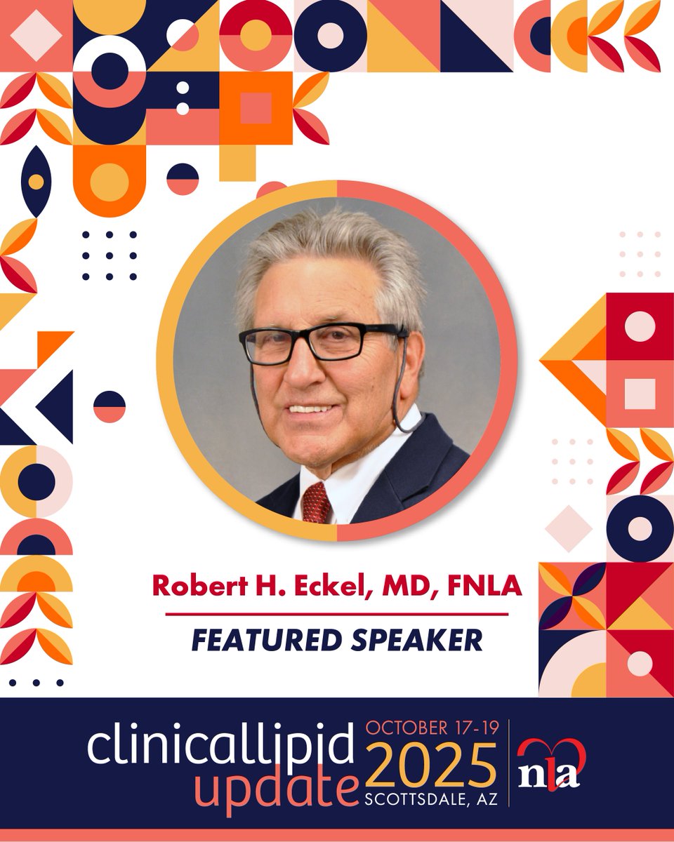 nationallipid's tweet image. We’re thrilled to welcome Robert H. Eckel, MD, FNLA to #NLAFall, Oct 17–19!🎉
Don’t miss his talk: “Exploring the Relationship Between Obesity and Metabolic Health.”
Secure your spot now 👉 lipid.org/fall
#MetabolicHealth #ObesityMedicine #CardiometabolicHealth…