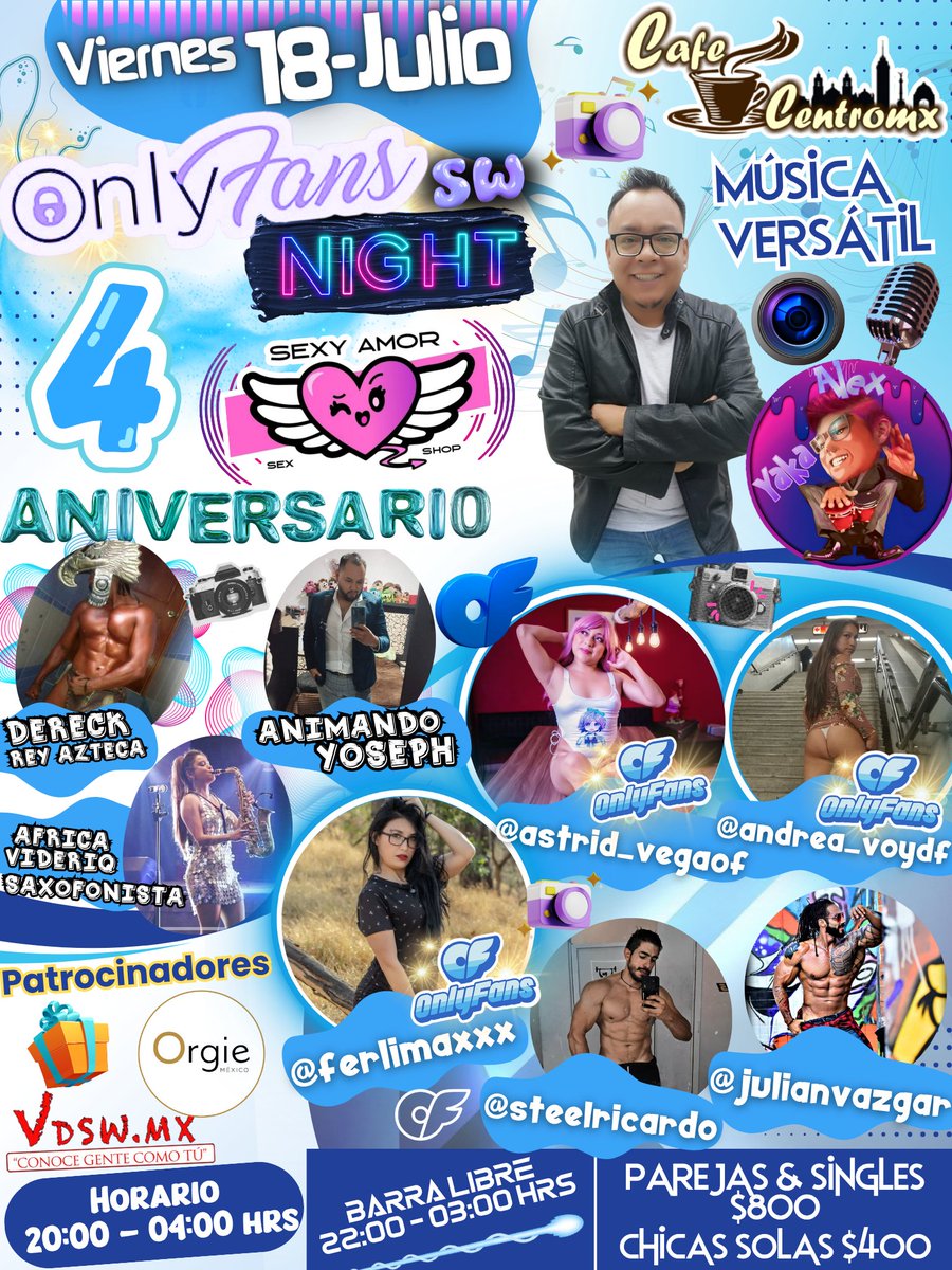 ╔╗╔╗ ╔══╗ ╔╗╔╗
║╚╝║ ║╔╗║ ║╚╝║
║╔╗║ ║╚╝║ ╚╗╔╝
╚╝╚╝ ╚══╝    ╚╝
🎂4to. ANIVERSARIO SEXYAMOR🥳

Todos están invitados al desmadre! No habrá mañanitas... pero sí muchos gemidos.

El año pasado acabamos en el Ángel de la independencia.