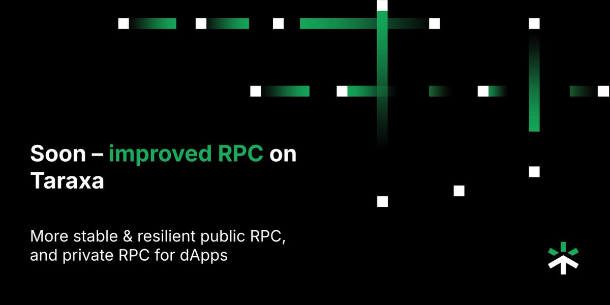 taraxa_project's tweet image. Coming soon to $TARA - improved RPC clusters on $TARA.
We're implementing & testing public RPCs with dynamic rate limit ranges and caching, to improve performance and stability. We've also released private RPC endpoints to a few dAppsfor testing so that key dApps aren't…