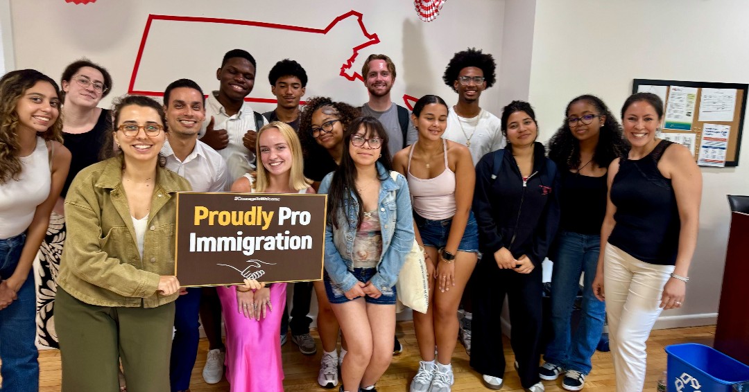 MIRACoalition's tweet image. This week, MIRA hosted students from different high schools in MA to talk about MIRA’s crucial work during the Trump administration. We also shared with them why our team choose this career path and how they can use their unique skills to advocate for immigrant justice.