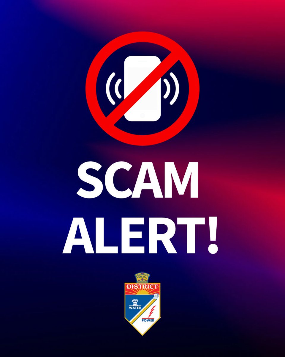 IIDatWork's tweet image. 🚨 SCAM ALERT – DISCONNECTION CALLS
We’ve been made aware of a scam targeting IID customers. A caller from (760) 867-0848 is falsely claiming to be from IID and threatening immediate disconnection unless payment is made.
👉 Important Reminders:
• IID will never demand payment…