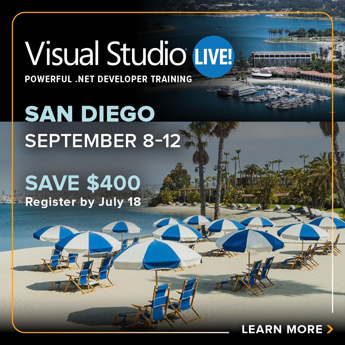 Live! 360 Technical Conferences (@live360events) on Twitter photo 🌴 $400 savings end TODAY—don’t wait!
VSLive! San Diego, Sept. 8-12 at the beautiful <a href="/BahiaHotelSD/">Bahia Resort Hotel</a>, is your chance to sharpen your developer skills with the best in the industry.
Save your seat and lock in $400 savings before it’s gone: vslive.com/events/san-die… 🌴 $400 savings end TODAY—don’t wait!
VSLive! San Diego, Sept. 8-12 at the beautiful <a href="/BahiaHotelSD/">Bahia Resort Hotel</a>, is your chance to sharpen your developer skills with the best in the industry.
Save your seat and lock in $400 savings before it’s gone: vslive.com/events/san-die…