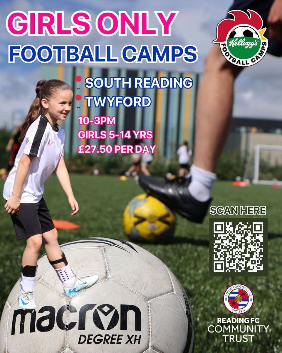 ⚽️GIRLS ONLY FOOTBALL CAMP⚽️

Book now 🔗…ng-fc-community-trust.classforkids.io/camps🔗 

#readingfccommunitytrust | #readingfc | #holidaycamps | #footballcamps | #RFCCT