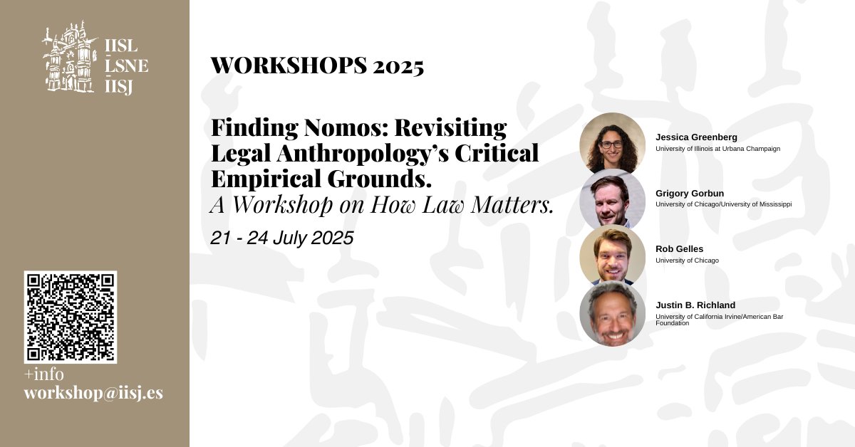 IISJOnati's tweet image. Our next workshop starts on Monday and extends until Thursday: Finding Nomos: Revisiting Legal Anthropology’s Critical Empirical Grounds. A Workshop on How Law Matters. With: Jessica Greenberg, Grigory  Gorbun, Rob Gelles and Justin B. Richland. #iisl #iisj #oñati