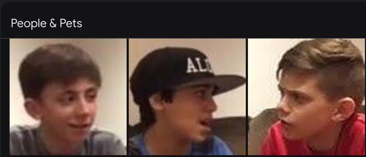 timerube's tweet image. i have so many copies of the “is fortnite actually overrated” image on my phone that google photos has categorized each person in it and also put them next to each other in the list like this