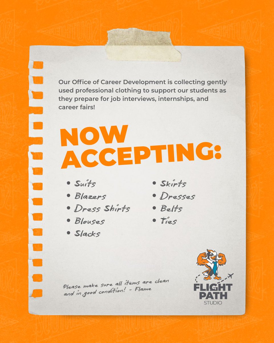 UT_Southern's tweet image. We are excited to launch the first ever #FlightPathStudio at UT Southern! 🌟 As part of our Career Development Office, Flight Path Studio is located right here on campus to help our Firehawks dress for success and network in style!