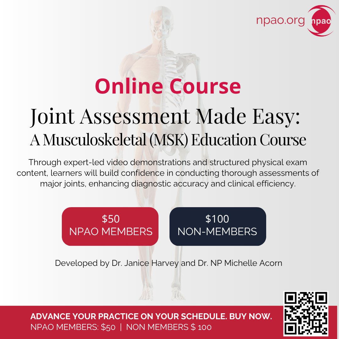 Advance your MSK assessment confidence with Joint Assessment Made Easy, now available on demand.
✅ Developed by Dr. Janice Harvey &amp; Dr. NP Michelle Acorn
 ✅ Built for clinical learners, Nurse Practitioners, and primary care providers
 ✅ Learn at your own pace, from trusted