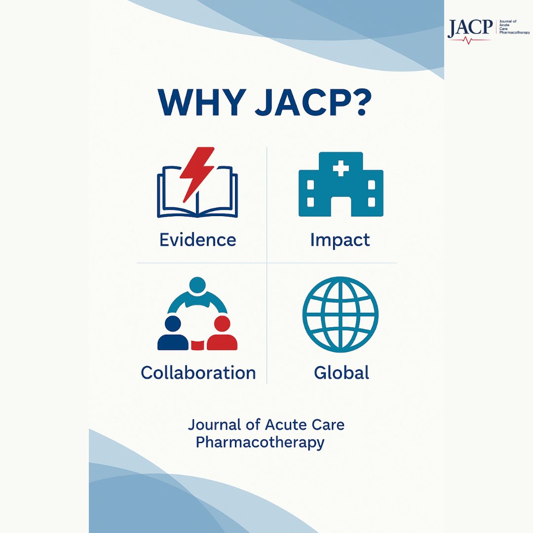 Why JACP? Because every second counts in acute care.

Builds on evidence for ED, ICU, EMS, ID, and prehospital

Practice-relevant tools for front-line clinicians

Global reach in urgent, emergent intervention

visit our site at ow.ly/x3B950WoX9Y
