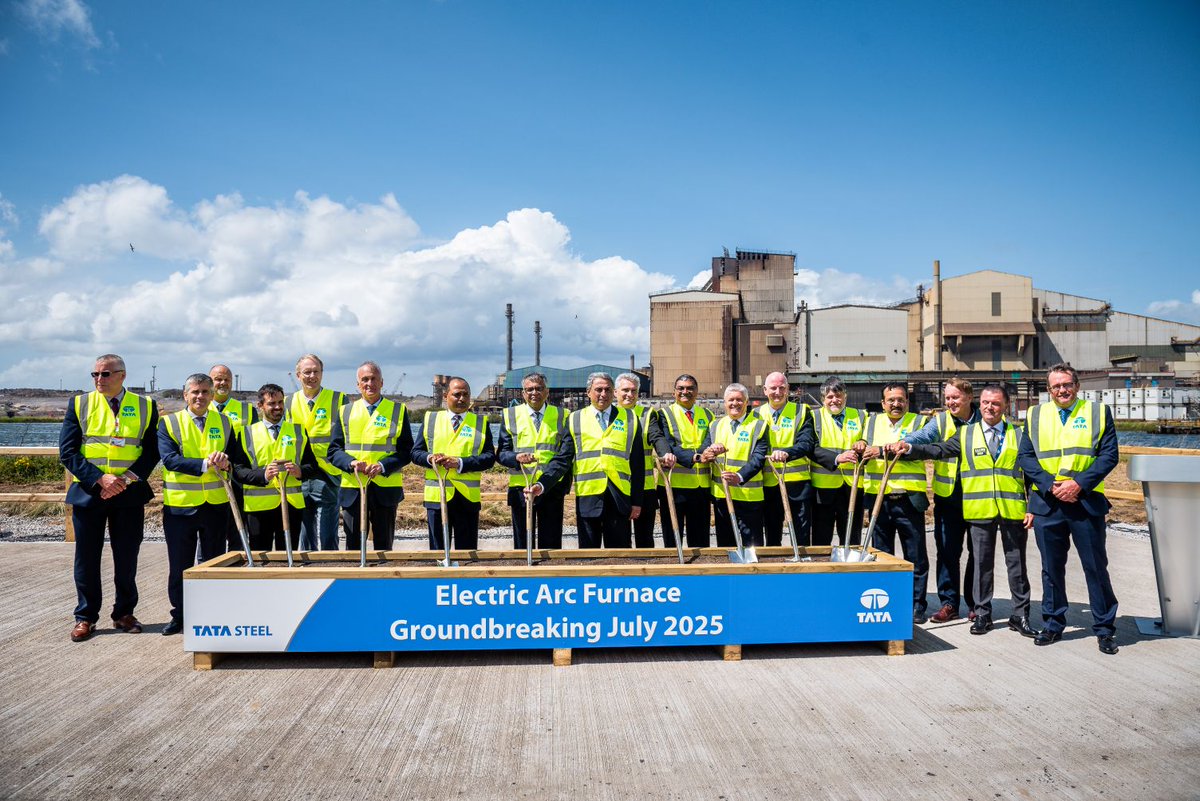 WeAreMcAlpine's tweet photo. This week marked a momentous milestone for the decarbonisation of the Port Talbot steelworks, with a groundbreaking ceremony celebrating the start of the @TataSteelUK new state-of-the-art EAF's construction, with @WeAreMcAlpine as main works contractor 👉https://t.co/yAerjfTw1J https://t.co/lQ8BXtF9ri