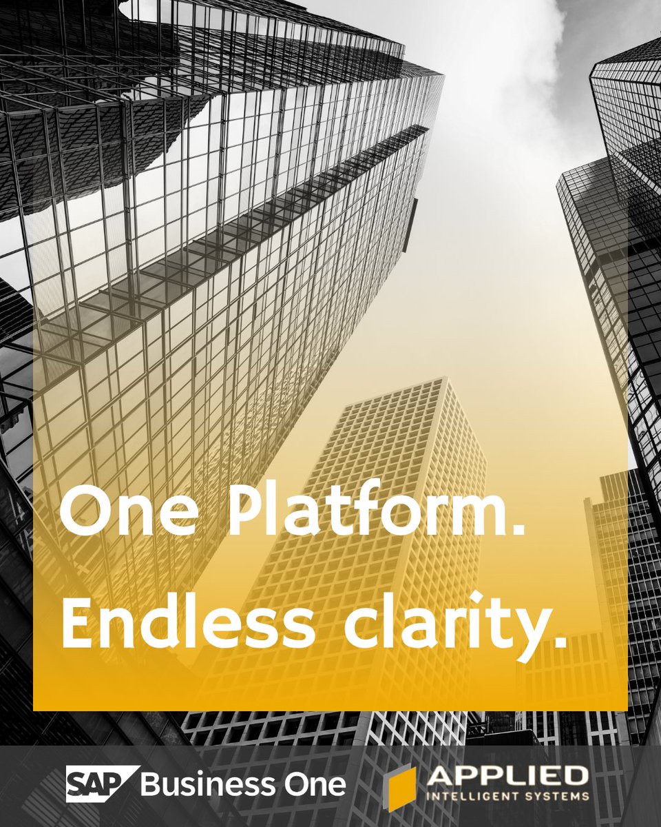 One platform. Endless clarity. SAP Business One brings your operations into sharp focus.

#appliedintelligentsystems #sapbusinessone #sapbusinessonecloud