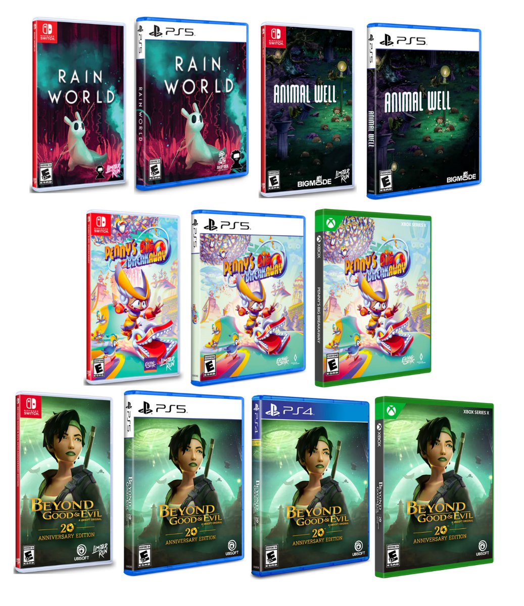 VideoGamesPlus_'s tweet image. A select few Limited Run Games titles will be available to purchase on VGP at 1 P.M. EDT today!
👉 tinyurl.com/56xfw8ph
Animal Well
Rain World
Penny's Big Breakaway
Beyond Good & Evil
- 1 Per Customer, Per Title
- Enjoy Free Shipping when you spend $75 / 55 USD