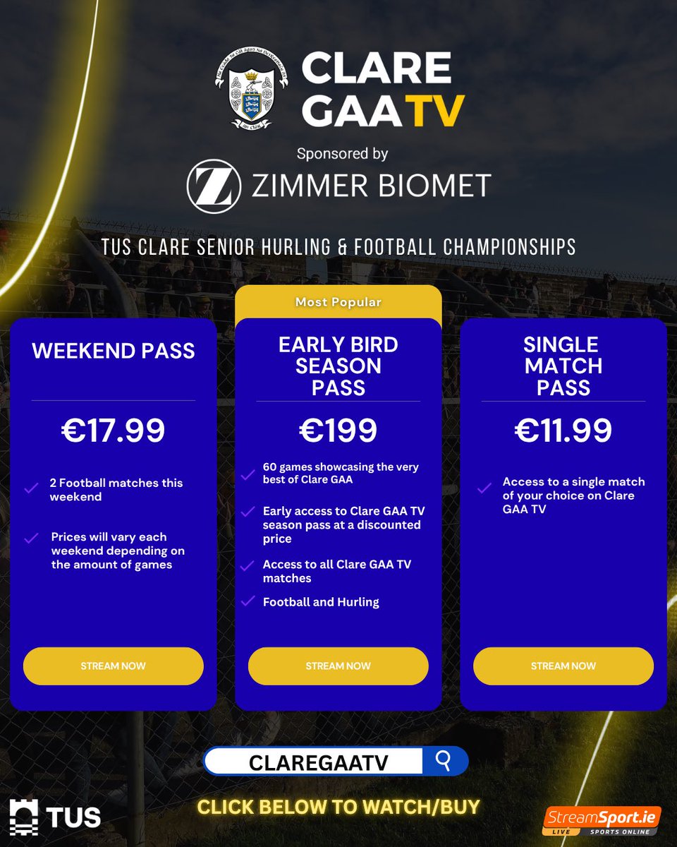Anthony Daly (@daloanto) on Twitter photo Great value to be had all Get your Early Bird Season Pass now.
We will have all the games <a href="/murtybrownes/">Murty Browne’s</a> Great value to be had all Get your Early Bird Season Pass now.
We will have all the games <a href="/murtybrownes/">Murty Browne’s</a>