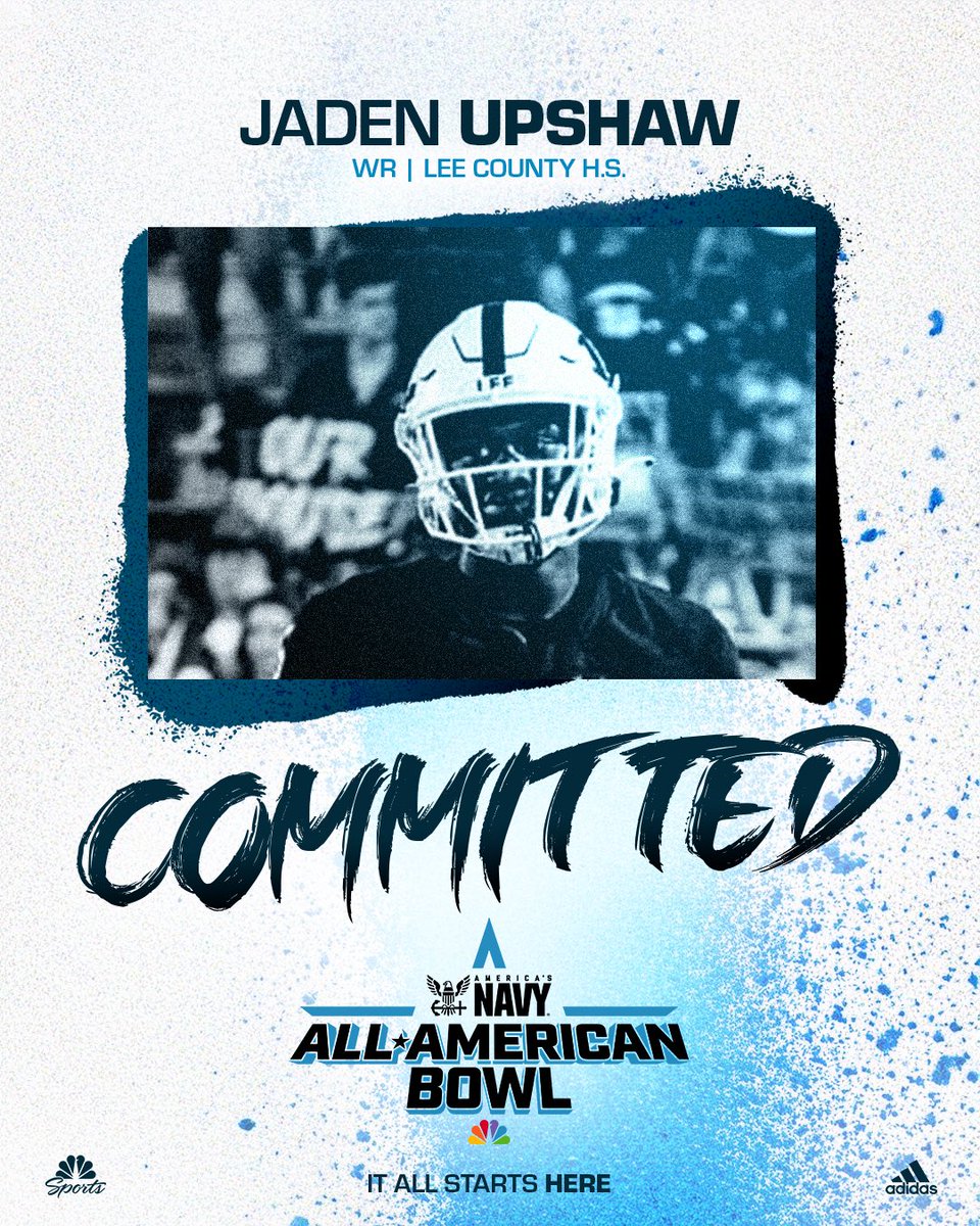 Navy All-American Bowl (@aabonnbc) on Twitter photo Wideout from the Peach State 🍑
⭐️⭐️⭐️⭐️ Jaden Upshaw (<a href="/J2Upshaw/">Jaden “J5” UPSHAW</a>) has committed to the 2026 Navy All-American Bowl
#NavyAAB 🇺🇸 <a href="/AmericasNavy/">America's Navy</a> Wideout from the Peach State 🍑
⭐️⭐️⭐️⭐️ Jaden Upshaw (<a href="/J2Upshaw/">Jaden “J5” UPSHAW</a>) has committed to the 2026 Navy All-American Bowl
#NavyAAB 🇺🇸 <a href="/AmericasNavy/">America's Navy</a>