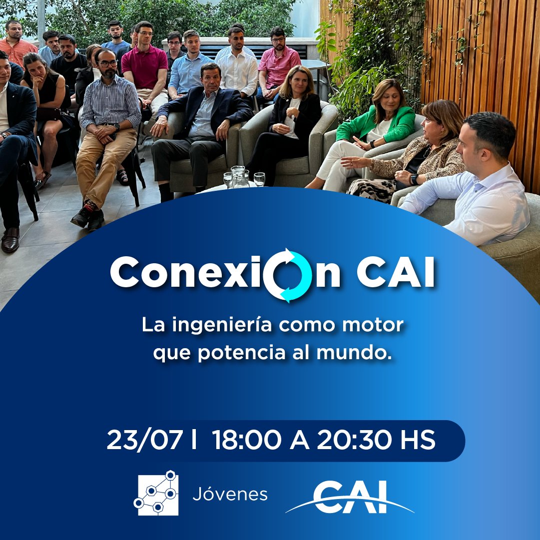 🚀 La ingeniería potencia el mundo… y vos también.
No te pierdas Conexion CAI organizado por la comision de jóvenes el próximo 📅 23/07 | #ConexiónCAI
🤝 Inspirate, conectá y ampliá tu red.
👉 Inscribite acá: eventbrite.com.ar/e/142805160378… 

#Ingenieria #jovenesingenieros