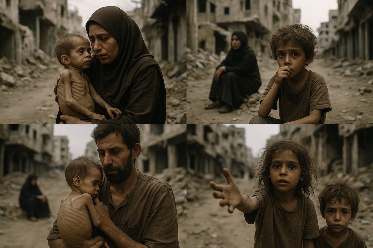 🔻 | غزة في الرمق الأخير | 
Gaza on Its Last Breath
يموت أطفال ونساء غزة جوعاً تحت القصف والحصار، في زمنٍ تتخلى فيه الإنسانية عن أبسط معانيها.
            _______________
 Children and women in Gaza are starving under relentless bombing and siege, as humanity abandons its most