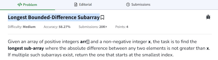 Sheetal Bajaj (@sheetal_11) on Twitter photo 🚀Day 109 of #gfg160 Challenge!
Solving problems from the GfG 160 Series !
🛠Solved Problem: "Longest Bounded-Difference Subarray".
Excited to continue this journey ➿🤞
<a href="/geeksforgeeks/">GeeksforGeeks</a>
#geekstreak2025 🚀Day 109 of #gfg160 Challenge!
Solving problems from the GfG 160 Series !
🛠Solved Problem: "Longest Bounded-Difference Subarray".
Excited to continue this journey ➿🤞
<a href="/geeksforgeeks/">GeeksforGeeks</a>
#geekstreak2025