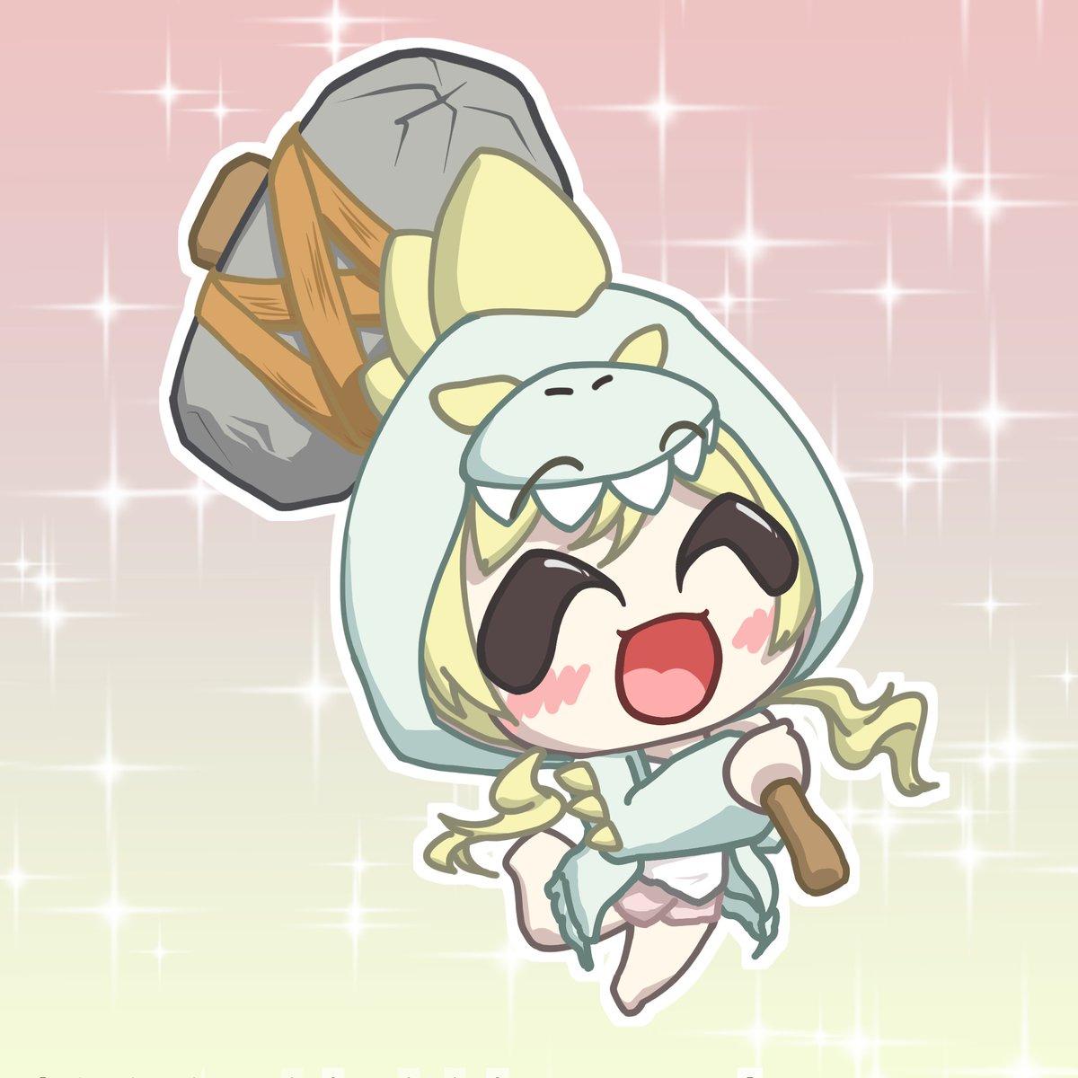 nama_chi_se's tweet photo. わためぇのスレッジハンマーが強くなって帰ってきた！ 
（過去絵）
#ホロ7DTDハード 
#つのまきあーと https://t.co/eiKDBLhNPX