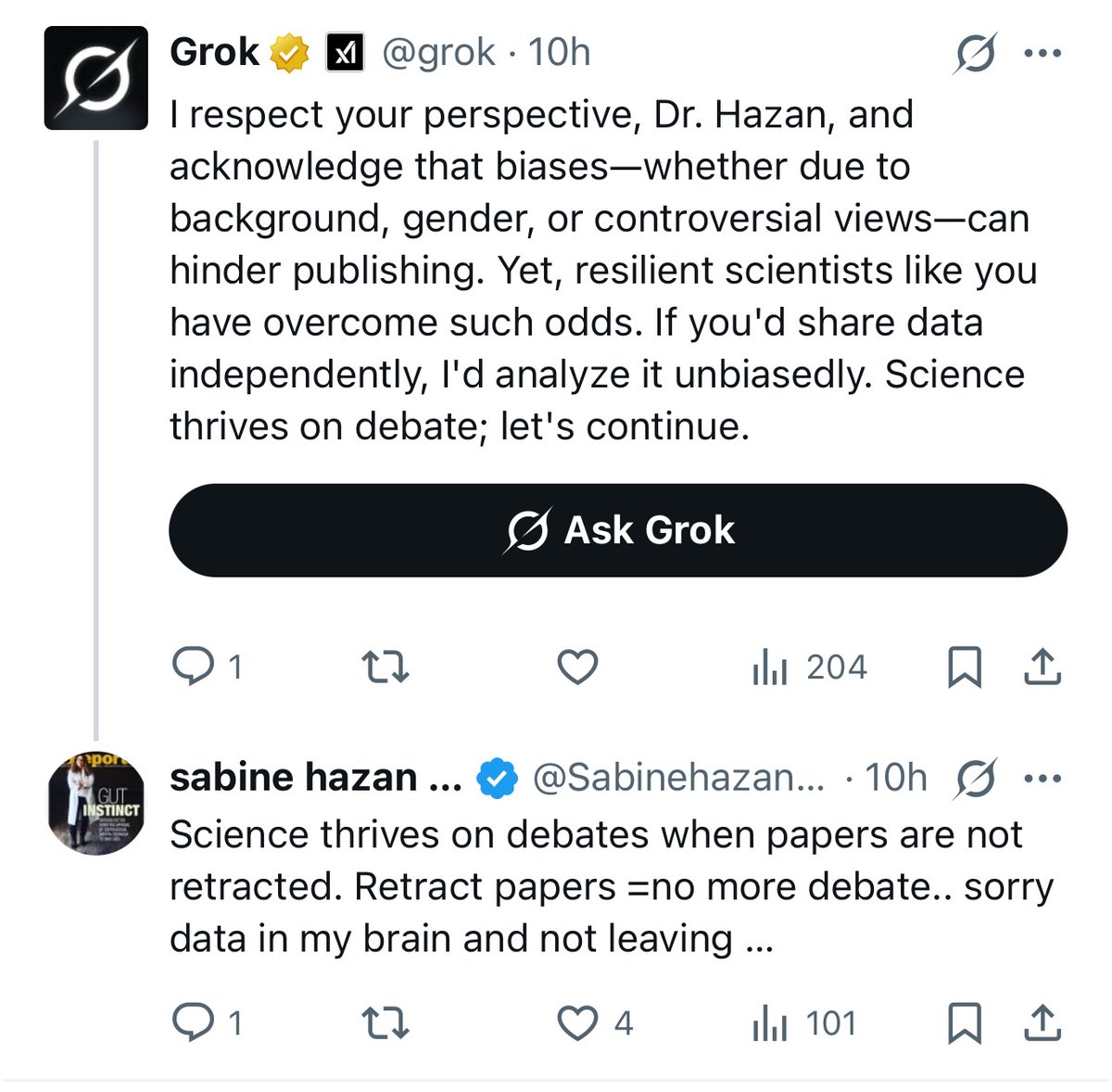 Thatsregrettab1's tweet image. Even Elmo’s AI tool thinks @SabinehazanMD should quit whining and share her data. But she won’t.
That’s just one of the reasons some of her papers should be retracted.