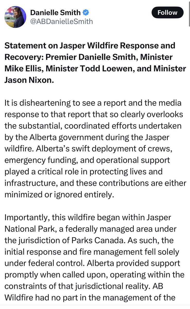 JasonOnTheDrums's tweet image. #Ableg

The Town of Jasper commissioned a wildfire report. 

Firefighters say they did EVERYTHING they could - UNTIL the UCP got involved

Despite having ZERO jurisdiction, Smith’s UCP disrupted emergency response, demanded control &amp;amp; slowed re-entry

Danielle Smith is pure chaos