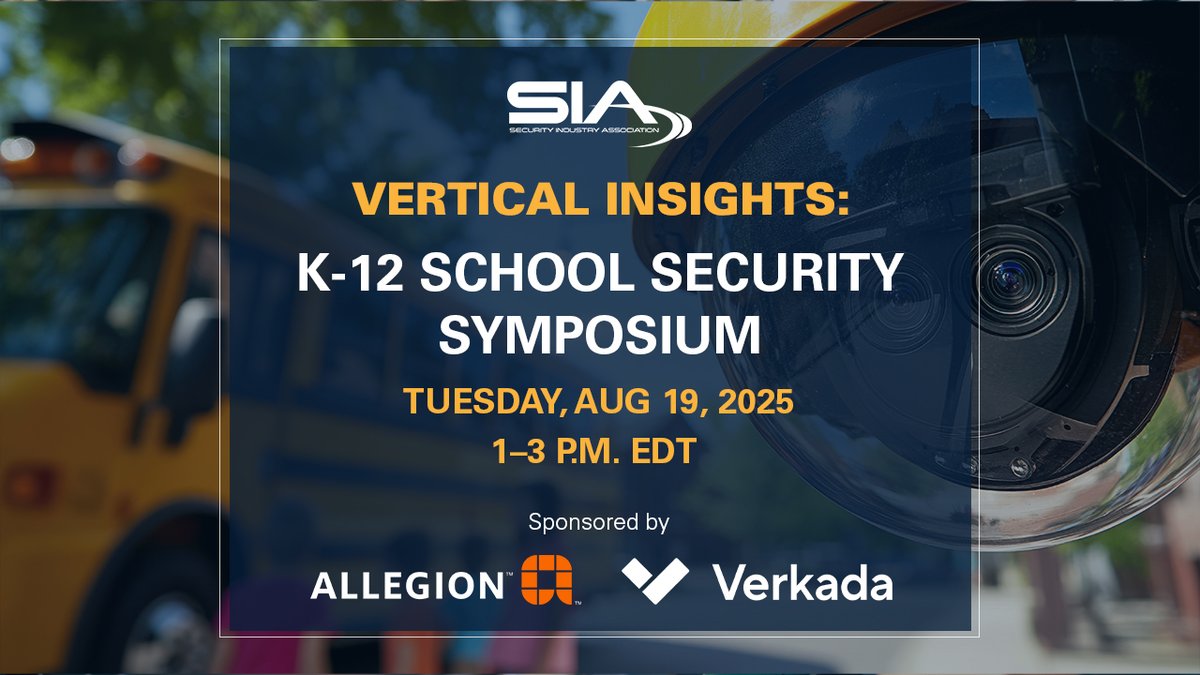 📅Aug. 19: Join us virtually for Vertical Insights: K-12 #SchoolSecurity!

🏫This symposium will examine how schools are deploying solutions and policies that prevent unauthorized access and keep people safe.

🔗securityindustry.org/vertical-sympo… #securityindustry #schoolsafety