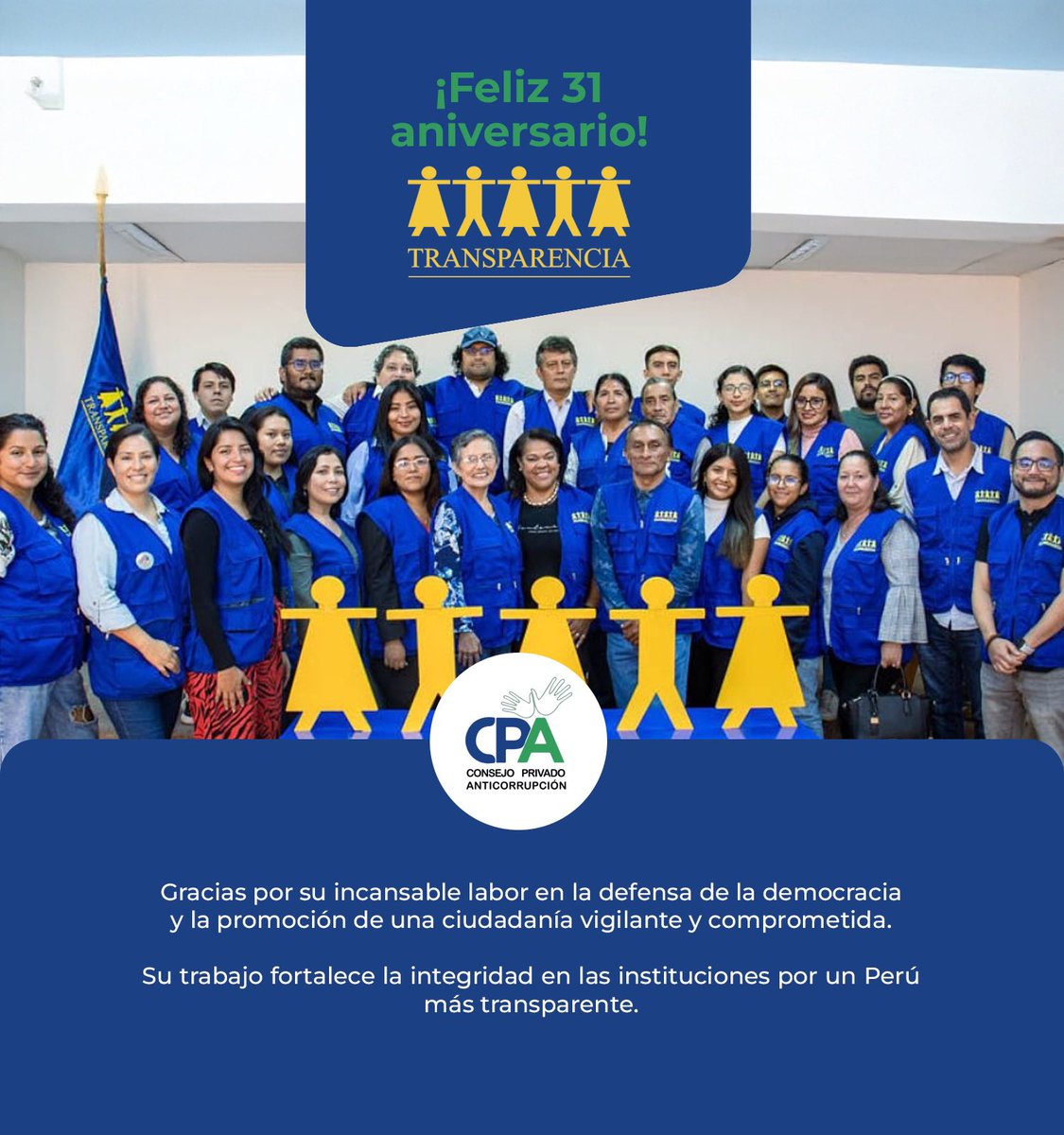 ¡Hoy celebramos el aniversario de <a href="/ADEX_PERU/">Asociación de Exportadores</a> y <a href="/ACTransparencia/">Transparencia Perú</a> 🎉

Dos aliados clave que fortalecen el país impulsando un comercio exterior competitivo y promoviendo una ciudadanía activa.

#AniversarioADEX #AniversarioTransparencia #CPA #AliadosPorElPerú