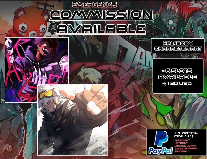 kidddovo's tweet image. ‼️🚨EMERGENCY COMMISSIONS‼️🚨

Hello! I am opening commissions again as I do need help financially with bills and other expenses that has come my way throughout this tough year. 

I even made A Commission Request form for commissions with a lot more options than what is shown.