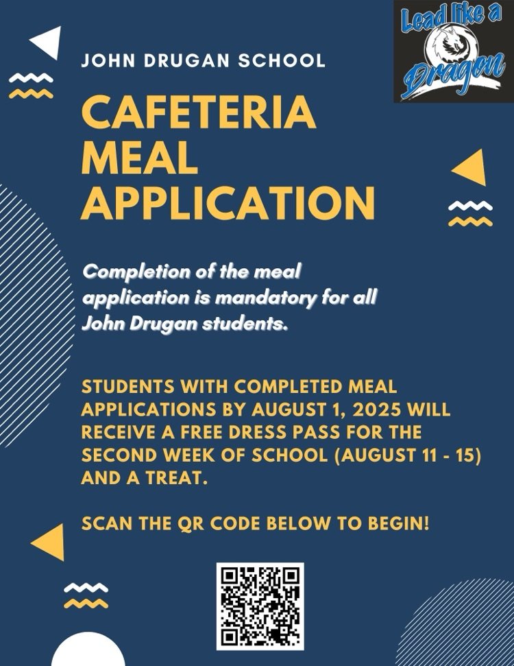 Want free dress for a week and a FREE treat? Complete your lunch application online today! Deadline is Friday, August 1! Scan QR code or click the 🔗 👇🏽 

myschoolapps.com/Home/PickDistr… MySchoolApps - Select District
