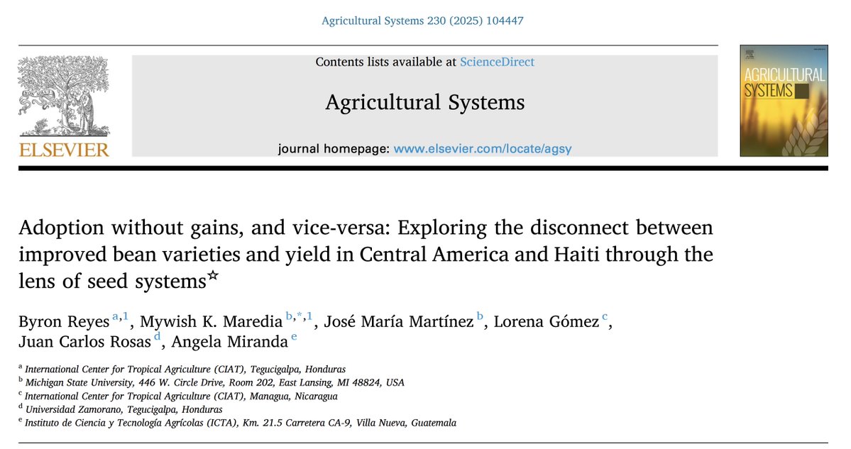 New publication! 🚨

Our paper with <a href="/maredia/">Mywish K. Maredia</a>, <a href="/Byron_Reyes_P/">Byron Reyes</a>, <a href="/lorenabelixa/">Lorena Gómez Centeno</a>, JC Rosas, and A. Miranda is now published at 𝑨𝒈𝒓𝒊𝒄𝒖𝒍𝒕𝒖𝒓𝒂𝒍 𝑺𝒚𝒔𝒕𝒆𝒎𝒔.

More details and link to the paper below!