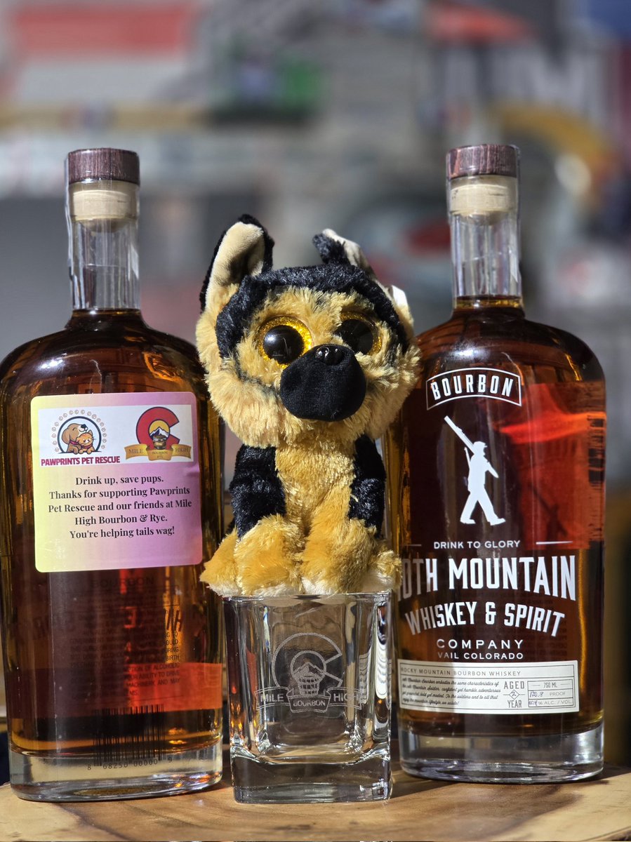 MileHighBourbon's tweet photo. 100 Bottles available now, the Mile High Bourbon Single barrel in partnership with @PawprintsPR13 is officially here. Bottled at 120.8 proof, this Bourbon was distilled then aged 2 years 3 months at 6400 feet above sea level by @10thmtnwhiskey https://t.co/iXwyAtECxi