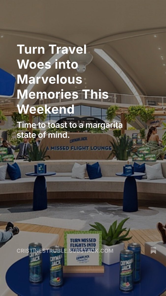 CristineStruble's tweet image. Don’t let travel troubles get you down @caymanjack serves a margarita state of mind cristinestruble.substack.com/p/turn-travel-…