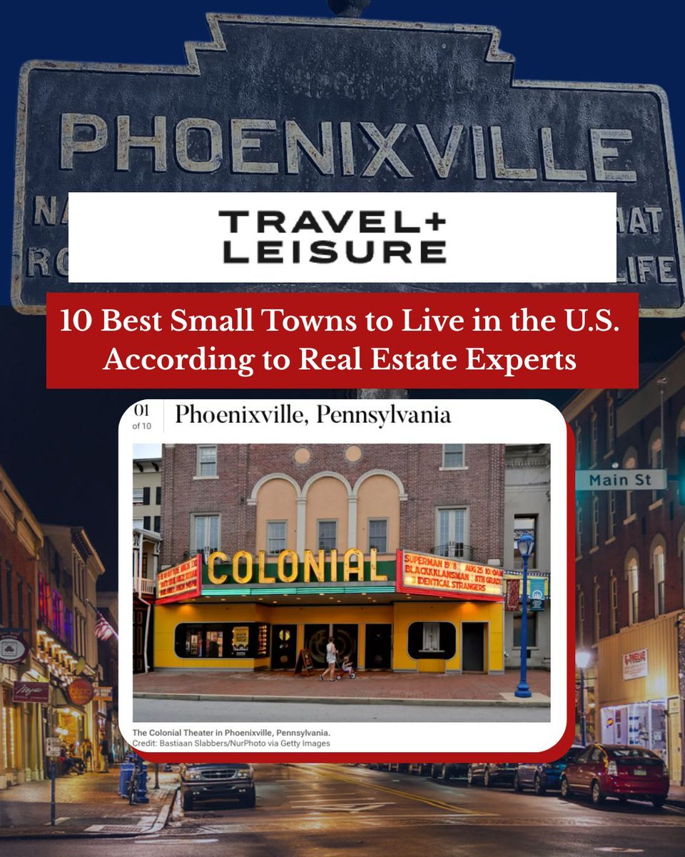 RepHoulahan's tweet image. Travel + Leisure recently named Phoenixville as the BEST small town in America to live in. Congratulations to Mayor Pete Urscheler and the entire town for making Phoenixville such a wonderful place to live! Can’t wait to see everyone out on Bridge Street this summer.…