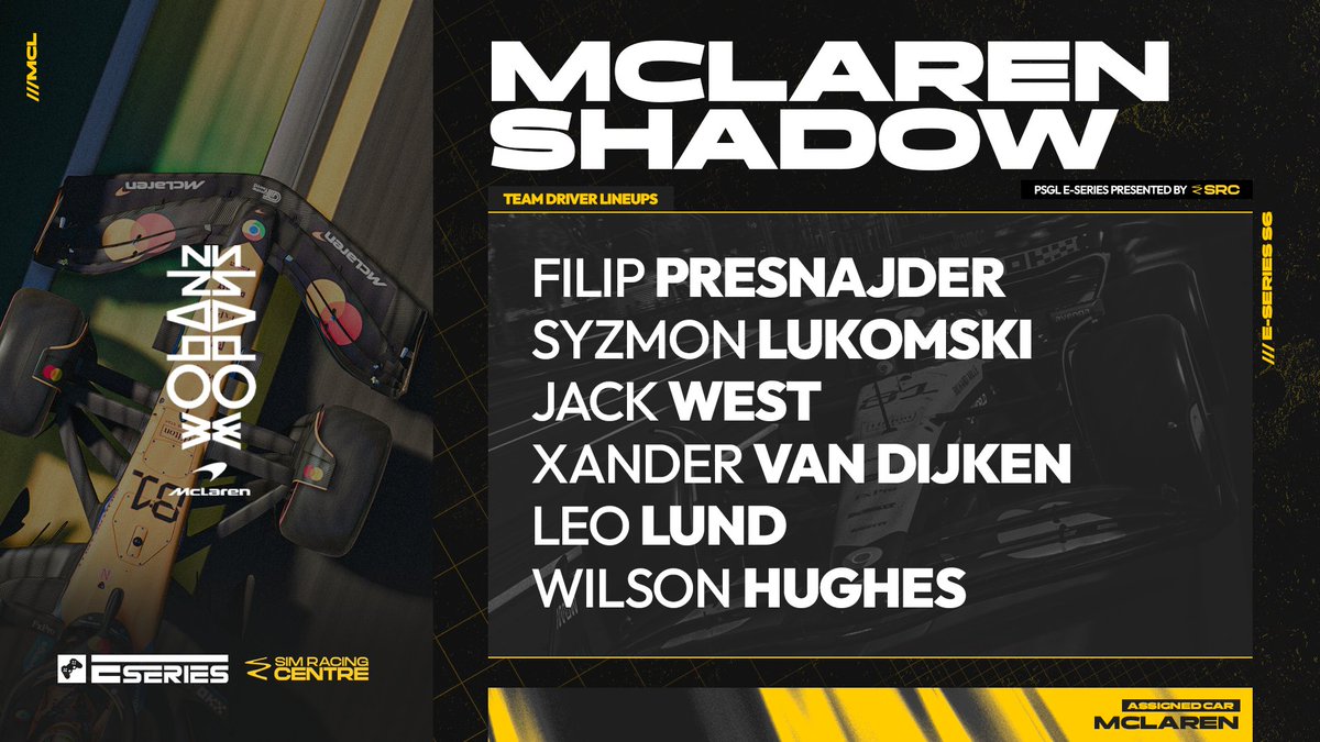 PSGL (@premiersimgl) on Twitter photo They're feeling shadow at <a href="/McLarenShadow/">McLaren Shadow</a> 🍊
#F1Esports star and two-time PS F1 champion <a href="/WilsonHughesss/">Wilson Hughes</a> is on the roster 🙌
<a href="/XanderVDijken/">Xander van Dijken</a> & <a href="/Sparxvv/">Jack</a> have points to prove this season 👀
#PSGLESeries They're feeling shadow at <a href="/McLarenShadow/">McLaren Shadow</a> 🍊
#F1Esports star and two-time PS F1 champion <a href="/WilsonHughesss/">Wilson Hughes</a> is on the roster 🙌
<a href="/XanderVDijken/">Xander van Dijken</a> & <a href="/Sparxvv/">Jack</a> have points to prove this season 👀
#PSGLESeries